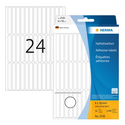 Image de HERMA étiquettes multi usage, 6 x 50 mm, blanc, grand paquet contenu: 1248 pièces 2530