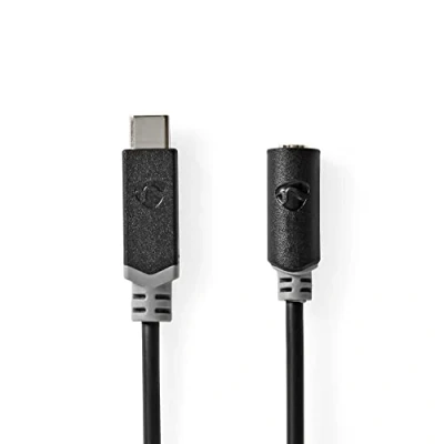 Afbeelding van Nedis USB C Adapter 2.0 Male 3,5 mm Female 1.00 m Rond Verguld PVC Zwart Doos