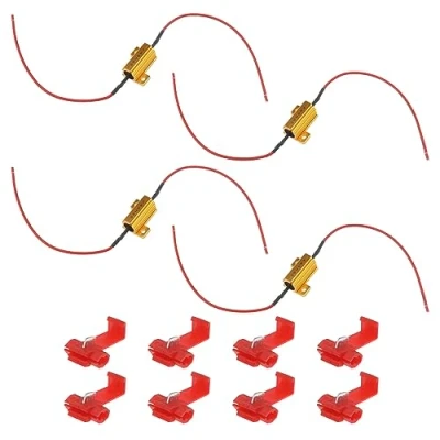 Afbeelding van 4 stuks 25 W 6 Ohm belastingsweerstanden voor led knipperlichten, mistlampen, dagrijverlichting