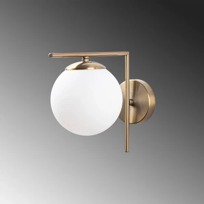 Afbeelding van Wandlamp 7141 Antique, goudkleurig antiek, opaalglas Ø 10 cm