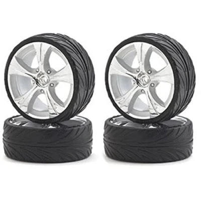 Afbeelding van Carson Modellsport 1:10 Straatmodel Complete wielen On Road 5 spaaks Zilver 4 stuk(s)