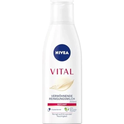 Afbeelding van NIVEA VITAL Kalmerende gezichtsreinigingsmelk voor rijpe huid verwijdert make up en huidvuil grondig (200 ml)