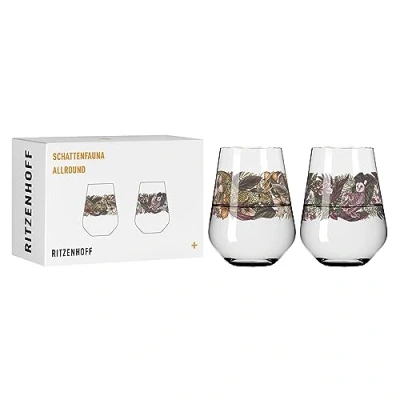 Afbeelding van RITZENHOFF 3911002 set van 2 universele glazen 500 ml schaduwdieren nr. kleurrijk junglemotief Made in Germany