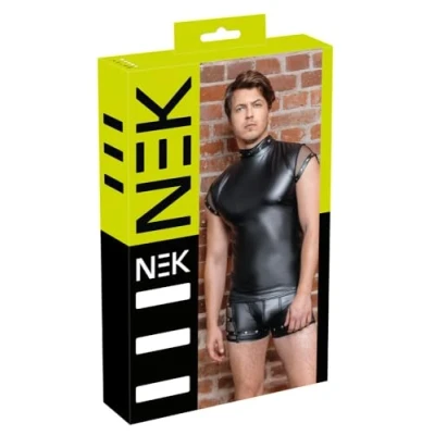 Afbeelding van Matte Wetlook Shirt met Netstof Elementen