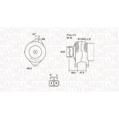 Afbeelding van MAGNETI MARELLI 063731798010 Dynamo / Alternator 12V 70A HYUNDAI: Getz, KIA: Picanto I