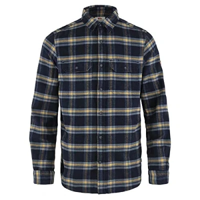 Afbeelding van Övik Heavy Flannel Overhemd Heren Dark Navy Buckwheat Brown200 XL Blauw Outdoor Shirt
