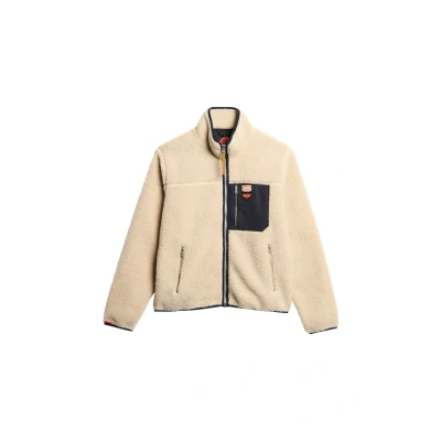 Afbeelding van Superdry Fleecejas, Heren, Maat: Large, Oatmeal beige