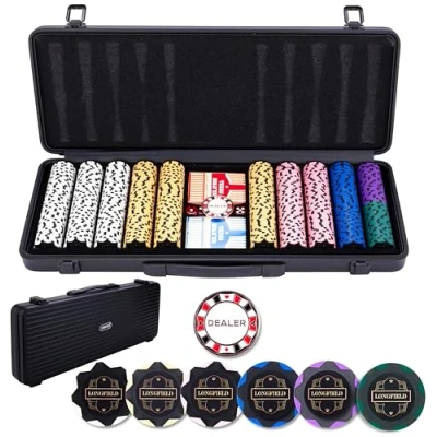 Afbeelding van Pokerset in zwarte koffer, 500 chips zonder waarde (14 gram) Engelhart Games