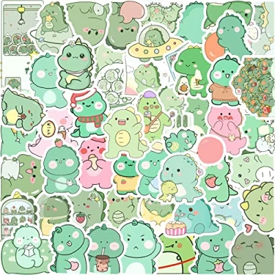 Afbeelding van 50 stuks dinosaurus stickers voor kinderen, tieners, schattig, zwaarlijvig, vinylstickers, waterdicht, creatieve dieren