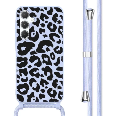Afbeelding van imoshion hoesje Geschikt voor Samsung Galaxy A35 met koord Siliconen design Meerkleurig / Animal Lila