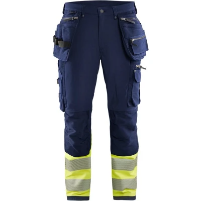 Afbeelding van Blaklader High Vis 4 weg stretch werkbroek 1993 1642 Marine/High Geel C154