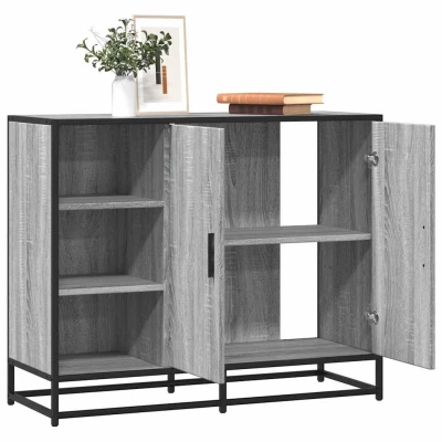 Afbeelding van vidaXL Dressoir 92x35x76 cm bewerkt hout grijs sonoma eikenkleurig