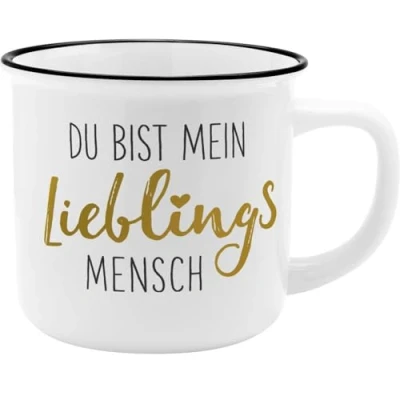 Afbeelding van GRUSS &amp; CO Mok met motief &quot;Mens&quot; New Bone China porselein emaille effect 35 cl Vriendschapscadeau 45772