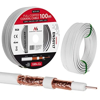 Afbeelding van Antennekabel coaxkabel RG6 Pure Copper 100m Maclean MCTV 472 SAT