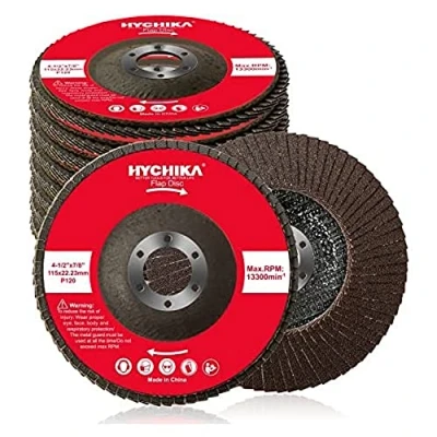 Afbeelding van HYCHIKA Waaierschijf 115 mm, 10 waaierschijven, korrel 120, geschikt voor roestvrij staal, metaal en hout haakse slijpers