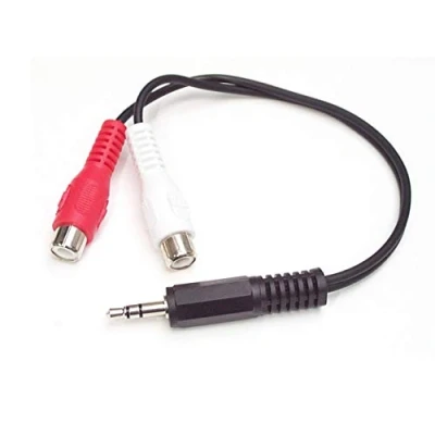 Afbeelding van StarTech.com 15 cm audiokabel 3,5 mm jack op 2x cinch (stekker/aansluiting) stekker/RCA Y kabel met en 2 RCA/Cinch