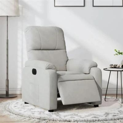 Image de vidaXL Fauteuil inclinable électrique gris clair tissu microfibre3204916