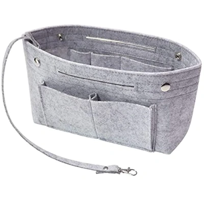 Afbeelding van Soyizom Vilt Handtas Organizer Liner Shaper Insert Tas In Een Met Sleutelhanger Voor Speedy Neverfull, 8 Kleuren, Lichtgrijs