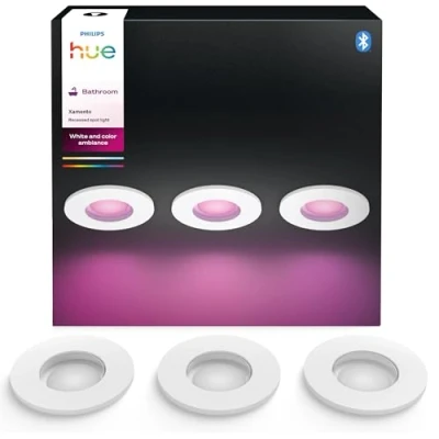 Afbeelding van Philips Hue wit &amp; Colour Ambiance Xamento downlights in verpakking van 3, dimbare badkamerlampen voor het verlichtingssysteem, Slimme lichtregeling via spraak en app