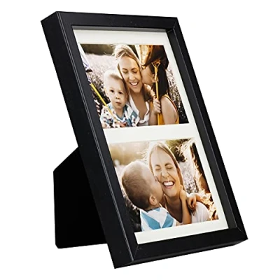 Afbeelding van 17 x 23 cm meervoudige fotolijst, fotogalerij met passe partout en 2 foto uitsparingen voor foto&#039;s van 10 15 cm, zwart