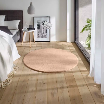 Afbeelding van Zacht Rond Tapijt/Vloerkleed Loft Beige Wasbaar 30C 120 Cm