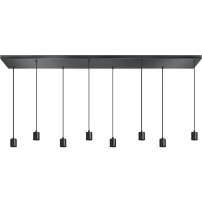 Afbeelding van ETH Origin hanglamp balk 8x E27 1600x300x25mm 200cm kabel zwart zonder glas