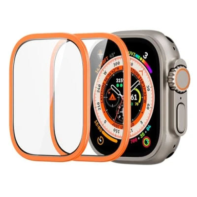Afbeelding van ESR Armorite Displaybeschermfolie van gehard glas met aluminium frame voor Apple Watch Ultra 2/1 (2024/2023/2022) 49 mm, oranje, 2 stuks