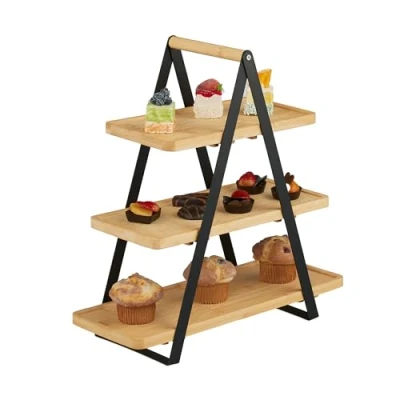 Afbeelding van etagere 3 laags 42x41x16,5 cm bamboe metaal