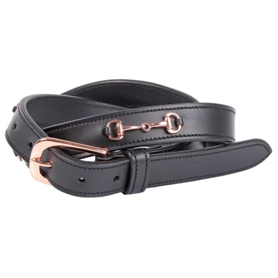 Image de Harry&#039;s Horse Ceinture Bit Cuir Noir/Or rose 95cm