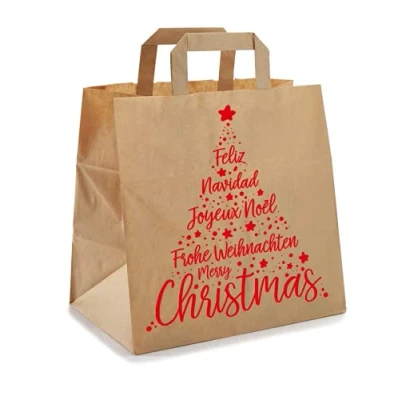 Afbeelding van 25 x Wijntas 14+8x39cm voor 1 Fles Zwart /Flestas papier / Cadeauverpakking /draagtas Fles/wijn Fleszak · zak