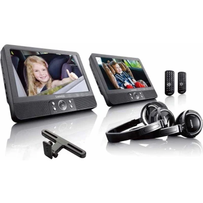 Afbeelding van Lenco DVP 939 2x9&quot; Portable DVD speler met USB,SD, ingebouwde batterij Zwart Black