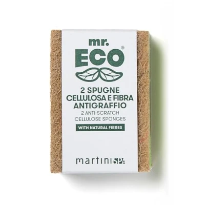 Afbeelding van Mr.Eco Martinispa Double Action spons, cellulose, krasbestendig, groen, bruin, 30 g