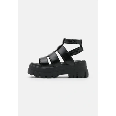 Afbeelding van Buffalo Vegan Aspha Sandalen met plateauzool, Dames, Maat: 41, Black Hoogwaardig imitatieleer