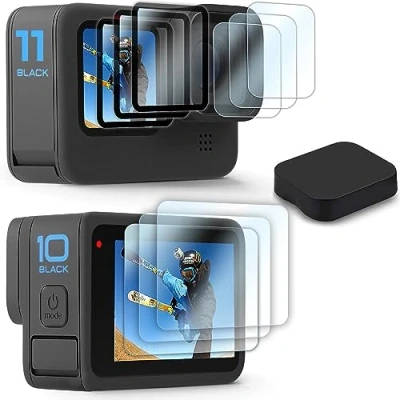 Afbeelding van FiTSTILL [9 stuks displaybeschermfolie voor Go Pro Hero 12/11/10/9 zwart, glazen + lensbescherming displaybescherming aan de voorkant, 3 lensafdekking