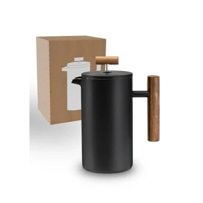 Afbeelding van Thermo French Press roestvrij staal, 0,6 liter, 3 kopjes, verkrijgbaar in maten, dubbelwandig: houdt lang warm, koffiepers
