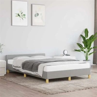 Afbeelding van Bedframe met hoofdeinde stof lichtgrijs 120x200 cm