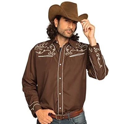 Afbeelding van Boland Shirt Western bruin (XL) Volwassenen Cowboy Indiaan