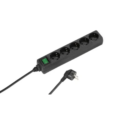 Afbeelding van Vivanco EBLS5 S 5 voudige stekkerdoos met schakelaar en kinderbeveiliging (1,4 m kabel, 1,5 mm²) zwart
