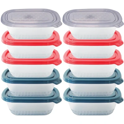 Afbeelding van Neez Opbergdoos van kunststof voor keuken, (10 dozen + 10 deksels), herbruikbaar, luchtdicht, levensmiddelen, met deksel, transparant, magnetron, vriezer, veilig, BPA vrij