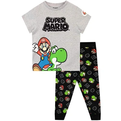 Afbeelding van Super Mario Pyjama voor jongens, grijs.