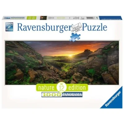 Afbeelding van Ravensburger puzzel Zon boven IJsland panorama Legpuzzel 1000 stukjes