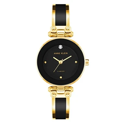 Afbeelding van ANNE KLEIN Dameshorloge met echte diamanten wijzerplaat, Zwart/Goud, AK 1980BKGB