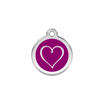 Afbeelding van Tribal Heart Purple roestvrijstalen hondenpenning small/klein dia. 2 cm RedDingo