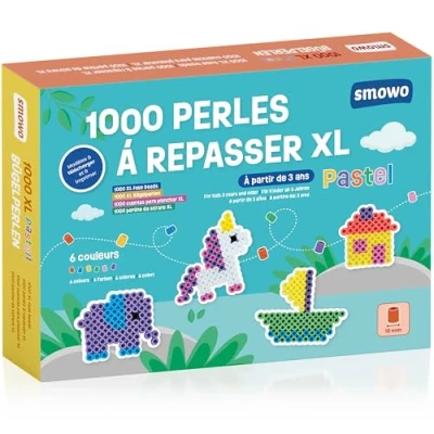 Afbeelding van Smowo® 1000 stuks 10 mm grote strijkkralen voor kinderen vanaf 3 jaar 6 pastelkleuren XL creatieve kralenset