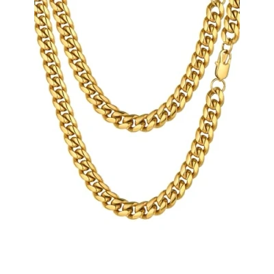 Afbeelding van PROSTEEL Halsketting voor heren, schakelketting, van staal/verguld/kleur zwart, modesieraad jongens en dames, breedte 4,8 mm/6 mm/10 mm/14 mm, verkrijgbaar in 8 maten, zonder steen