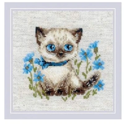 Afbeelding van Borduurpakket Riolis Siamese kitten telpatroon om zelf te borduren 2118
