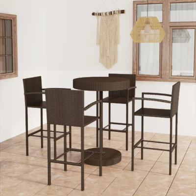 Afbeelding van 5 delige Tuinbarset poly rattan bruin