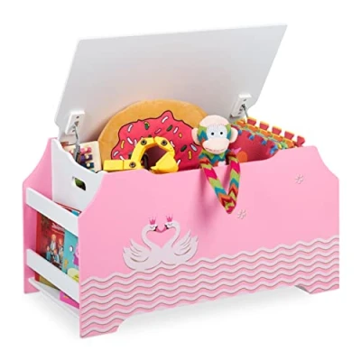Afbeelding van Relaxdays speelgoedkist kinderkamer grote opbergkist speelgoed speelgoedbox met klep
