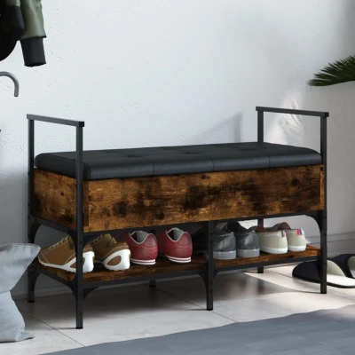 Afbeelding van Schoenenbank 85,5x42x57,5 cm bewerkt hout gerookt eikenkleurig