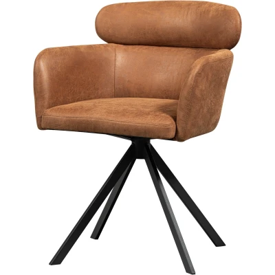 Afbeelding van WOOOD Draaibare Eetkamerstoelen Fenne Leerlook Cognac Set van 2